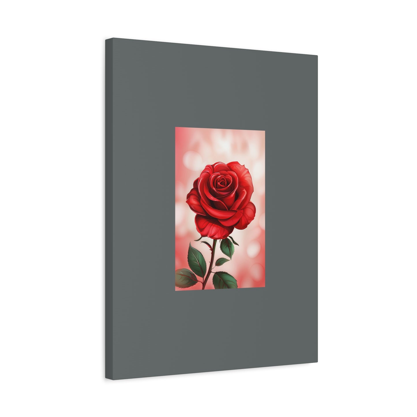 Red Rose Vertical Matte Canvas Print — Romantic Floral Wall Art