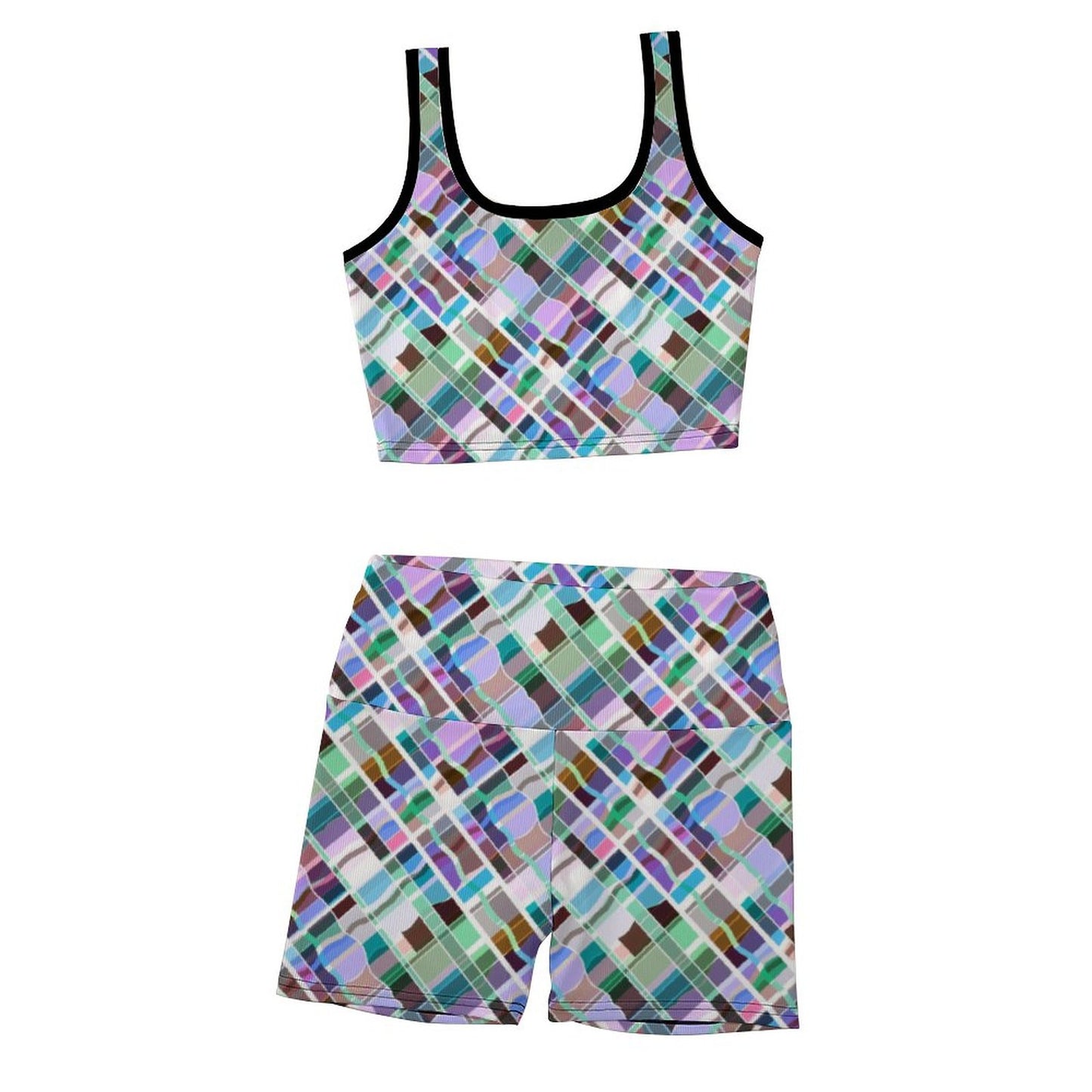 Custom Printed Patterned Ribbed Yoga Sets