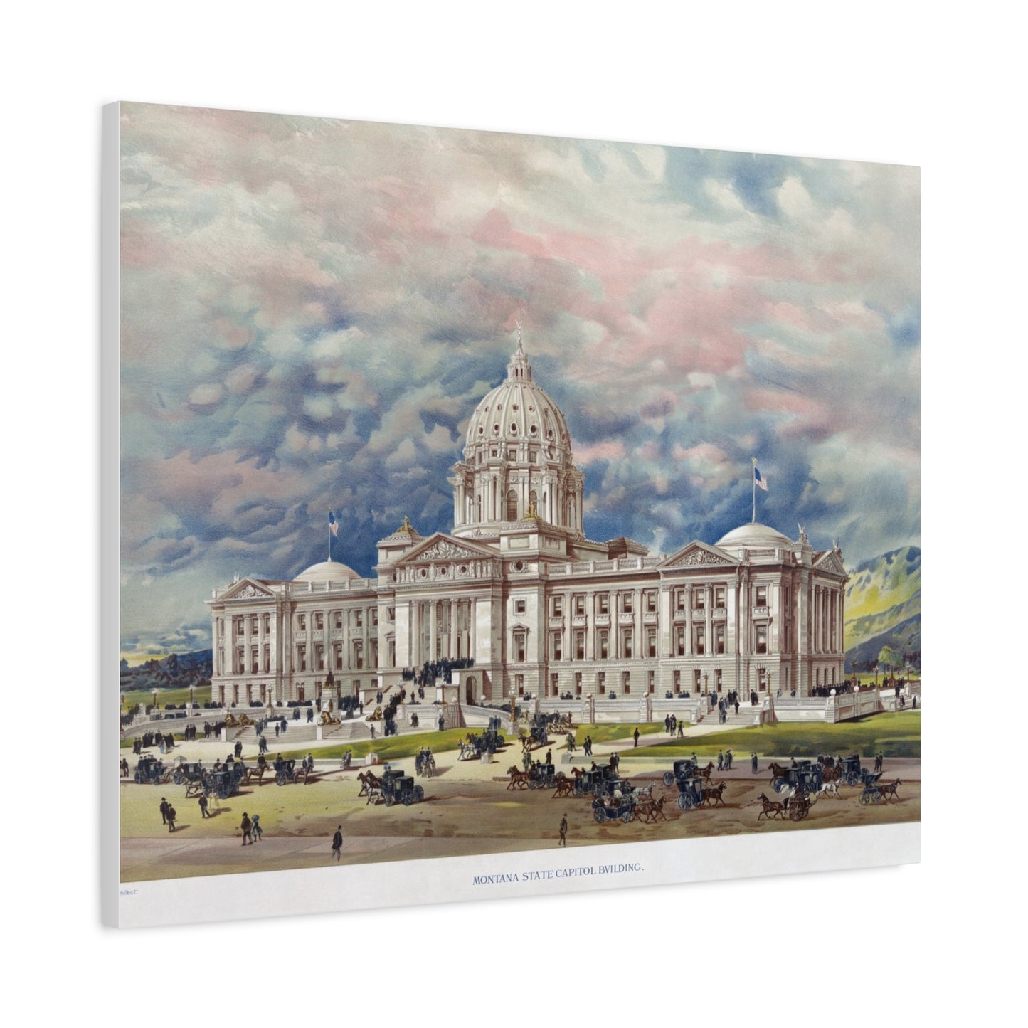 San Francisco City Hall Vintage Art Matte Canvas Print — Stretched 1.25"