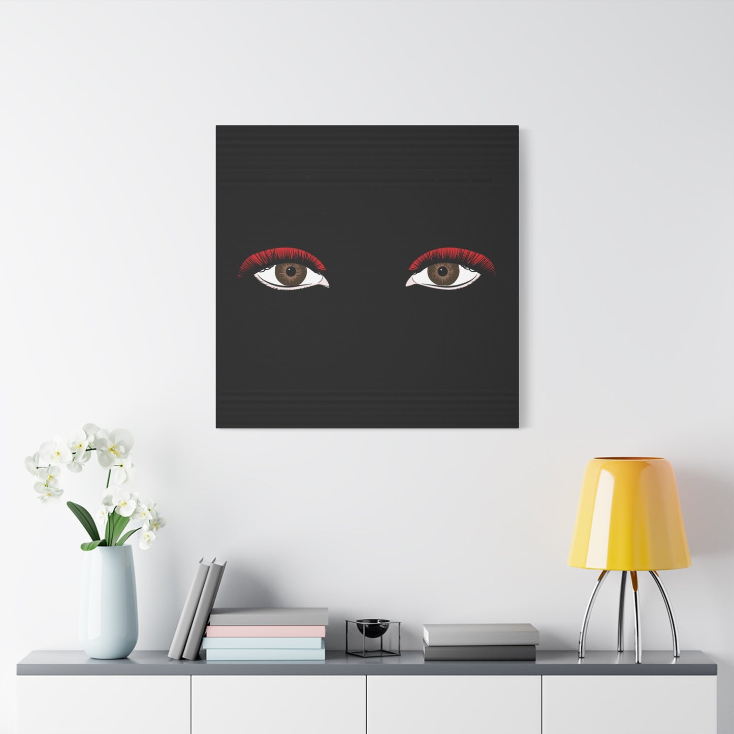 Red Lashes Wall Art Canvas — Glam Eyes Makeup Decor