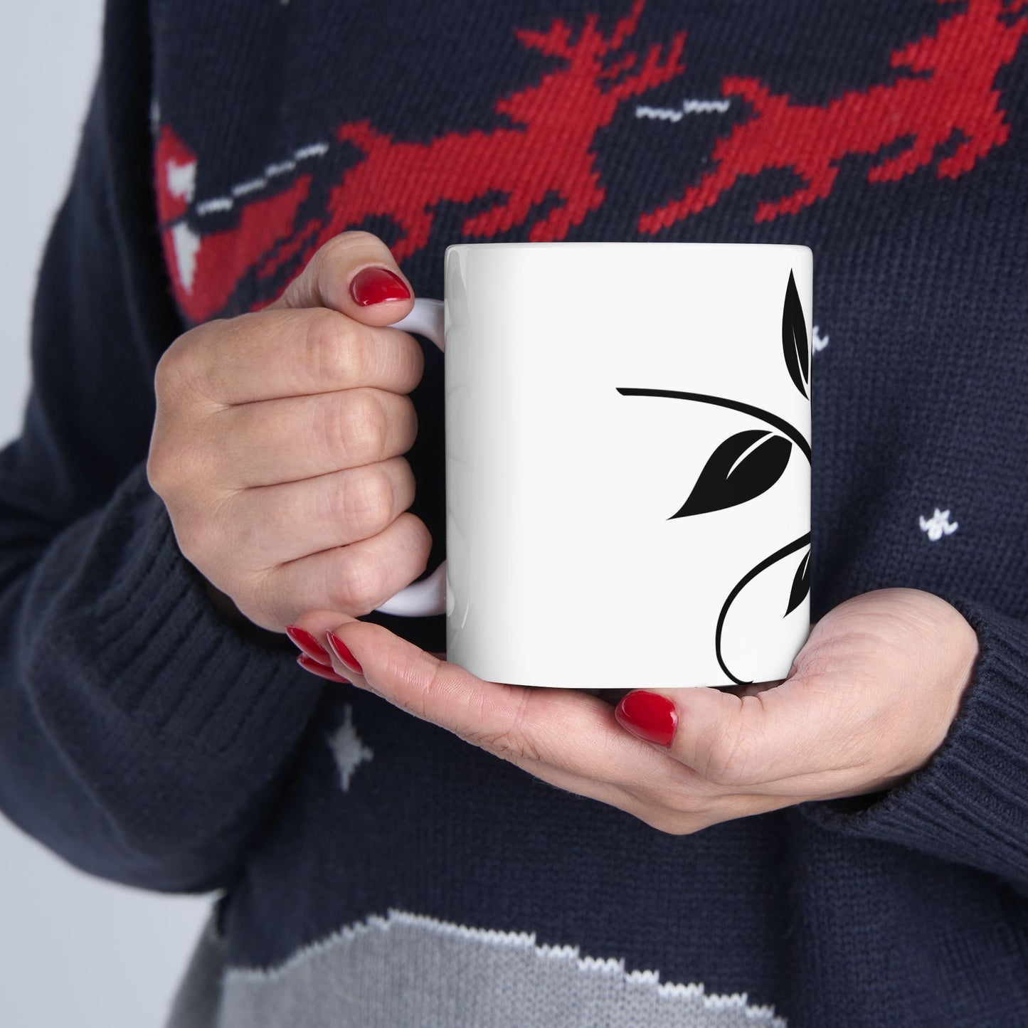 Bird & Branch Ceramic Mug — Black Silhouette Coffee Cup (11oz, 15oz)