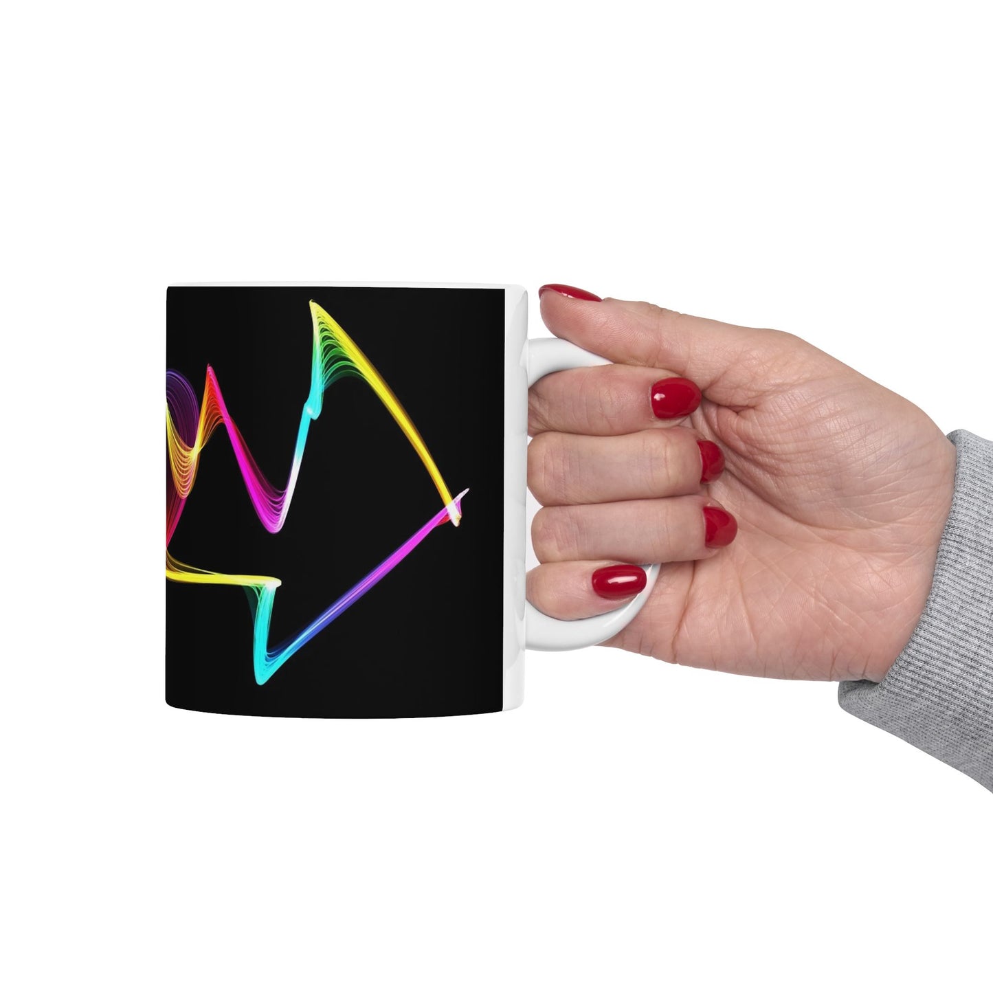 Neon Wave Ceramic Mug – Colorful Abstract Smoke Design (11oz & 15oz)