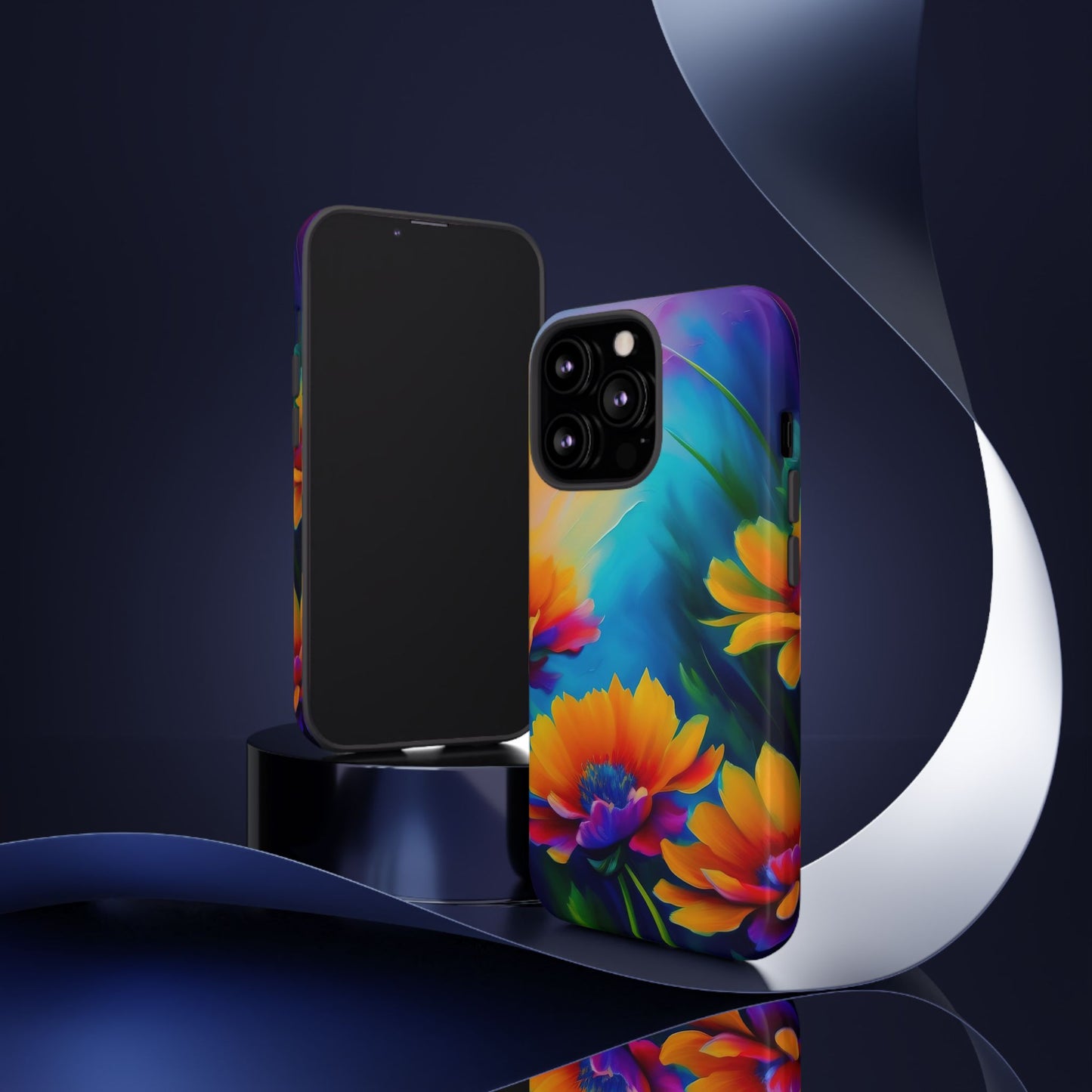 Floral Sunset Tough Phone Case — Vibrant Watercolor Flowers Protective Cover