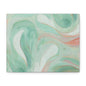 Abstract Green Marble Canvas Print — Teal & Coral Swirl Wall Art