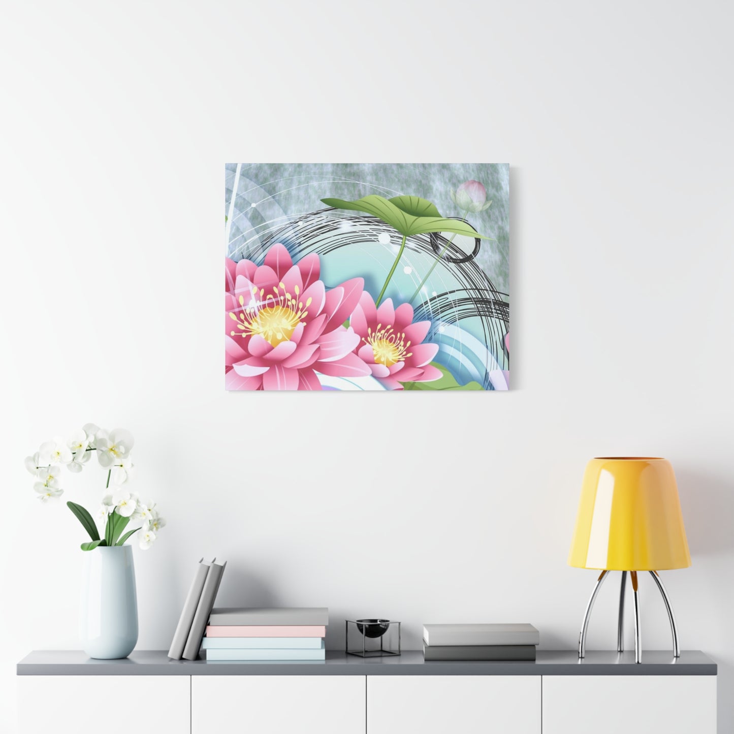 Lotus Blossom Matte Canvas Wall Art — Stretched 1.25" Decorative Print