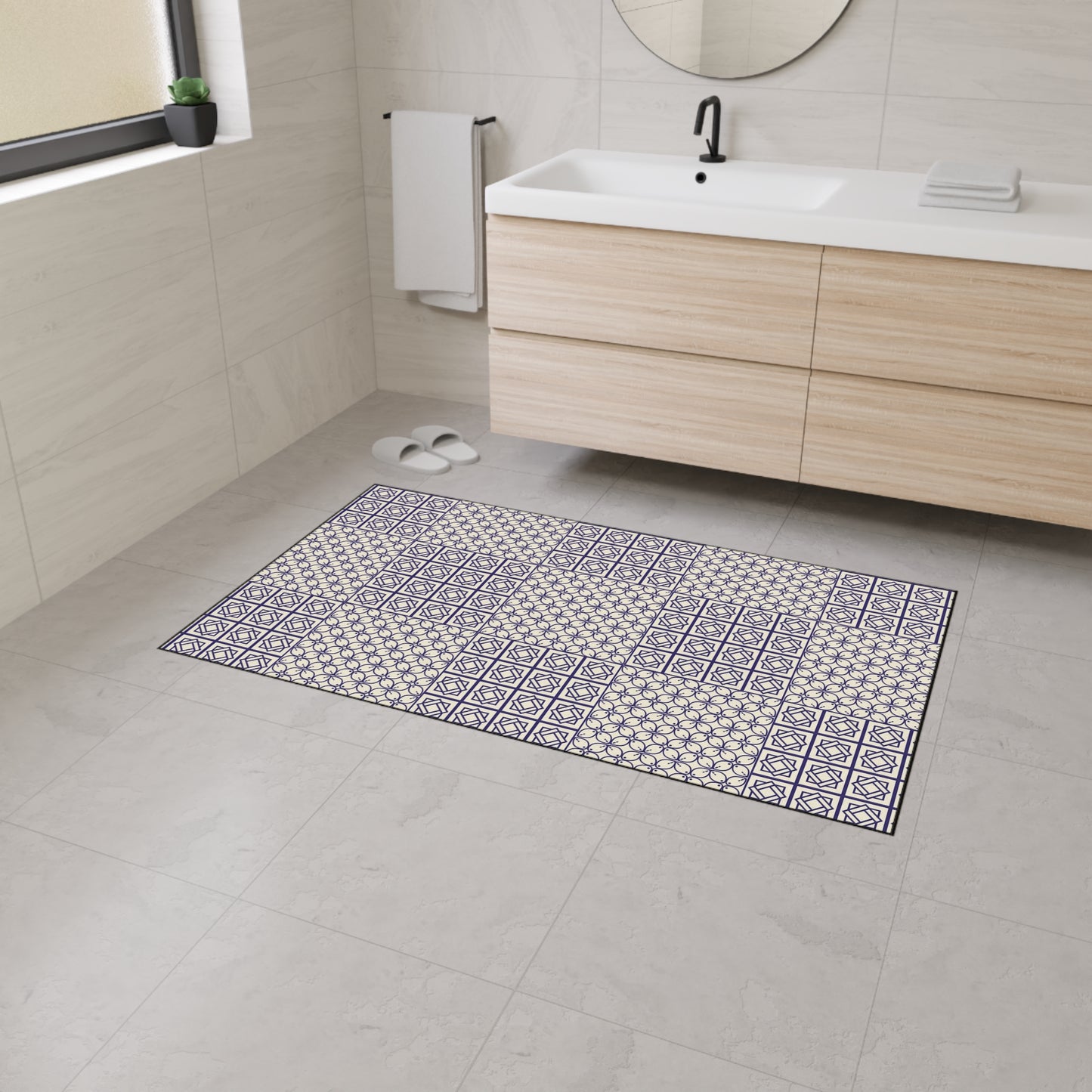 Geometric Patchwork Heavy-Duty Floor Mat — Non-Slip Entry Rug