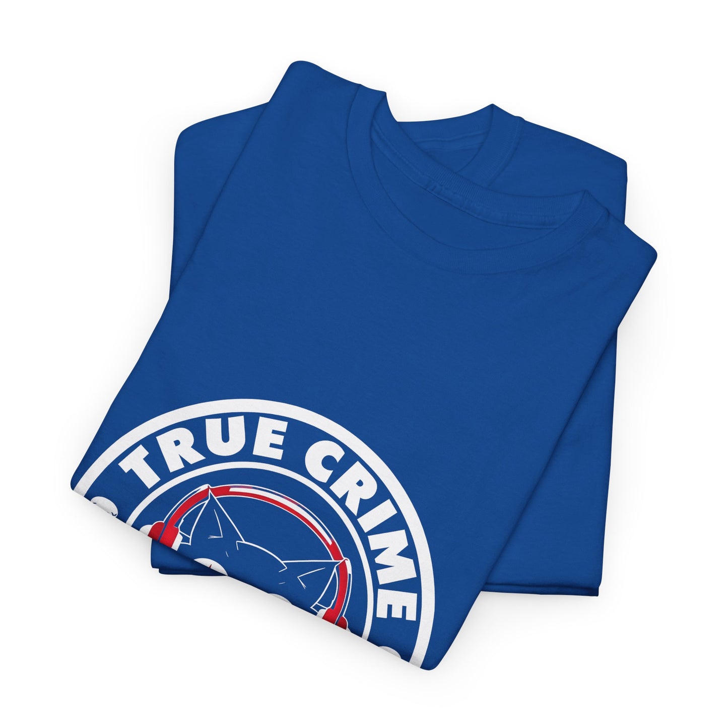 True Crime Podcast Tee — Cat with Headphones Logo