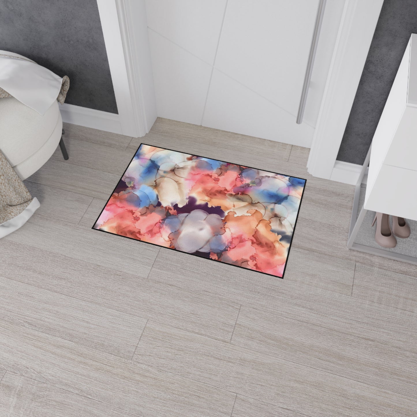 Abstract Watercolor Heavy-Duty Floor Mat — Non-Slip Entry Rug for Home & Office