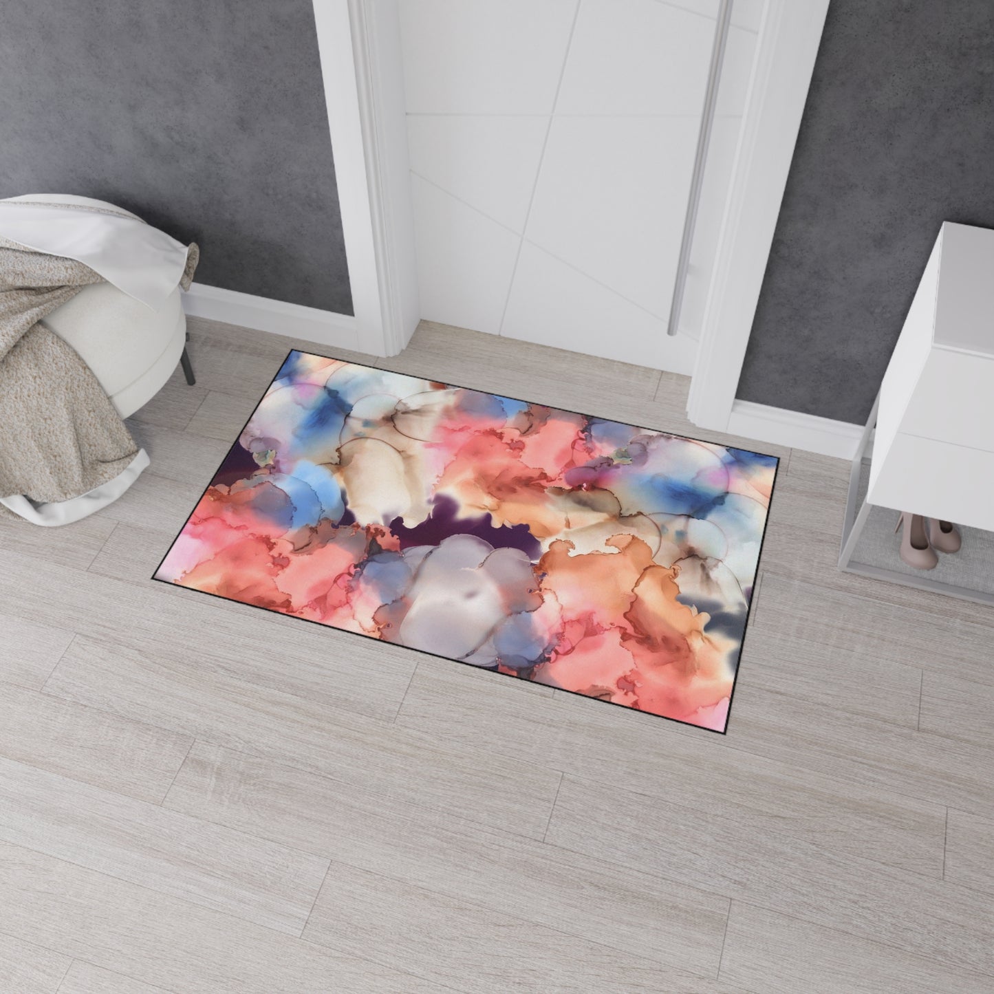 Abstract Watercolor Heavy-Duty Floor Mat — Non-Slip Entry Rug for Home & Office