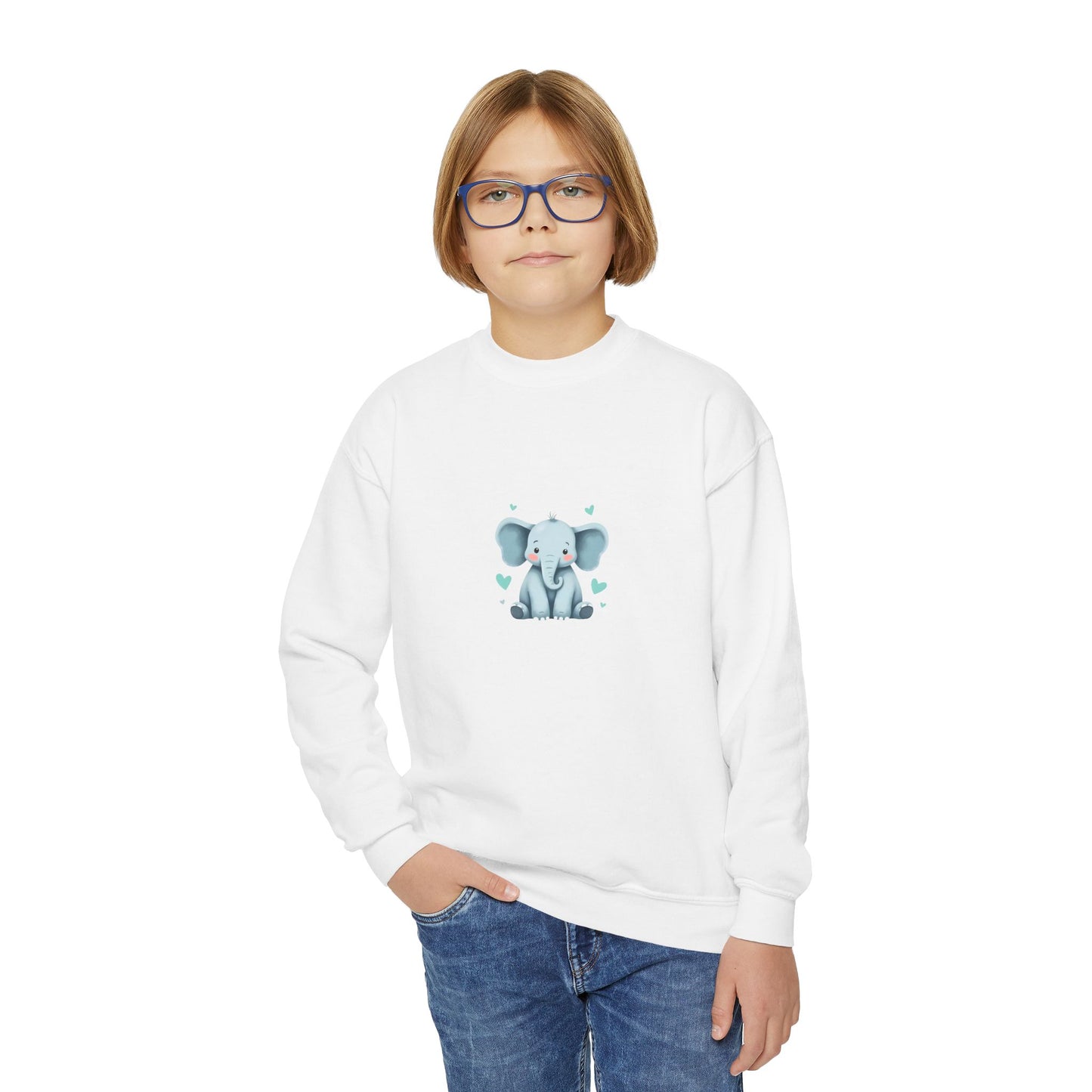 Adorable Elephant Youth Crewneck Sweatshirt