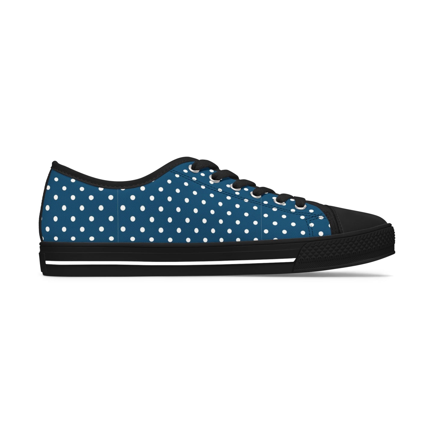 Polka Dot Low Top Sneakers — Navy White Retro Casual Shoes