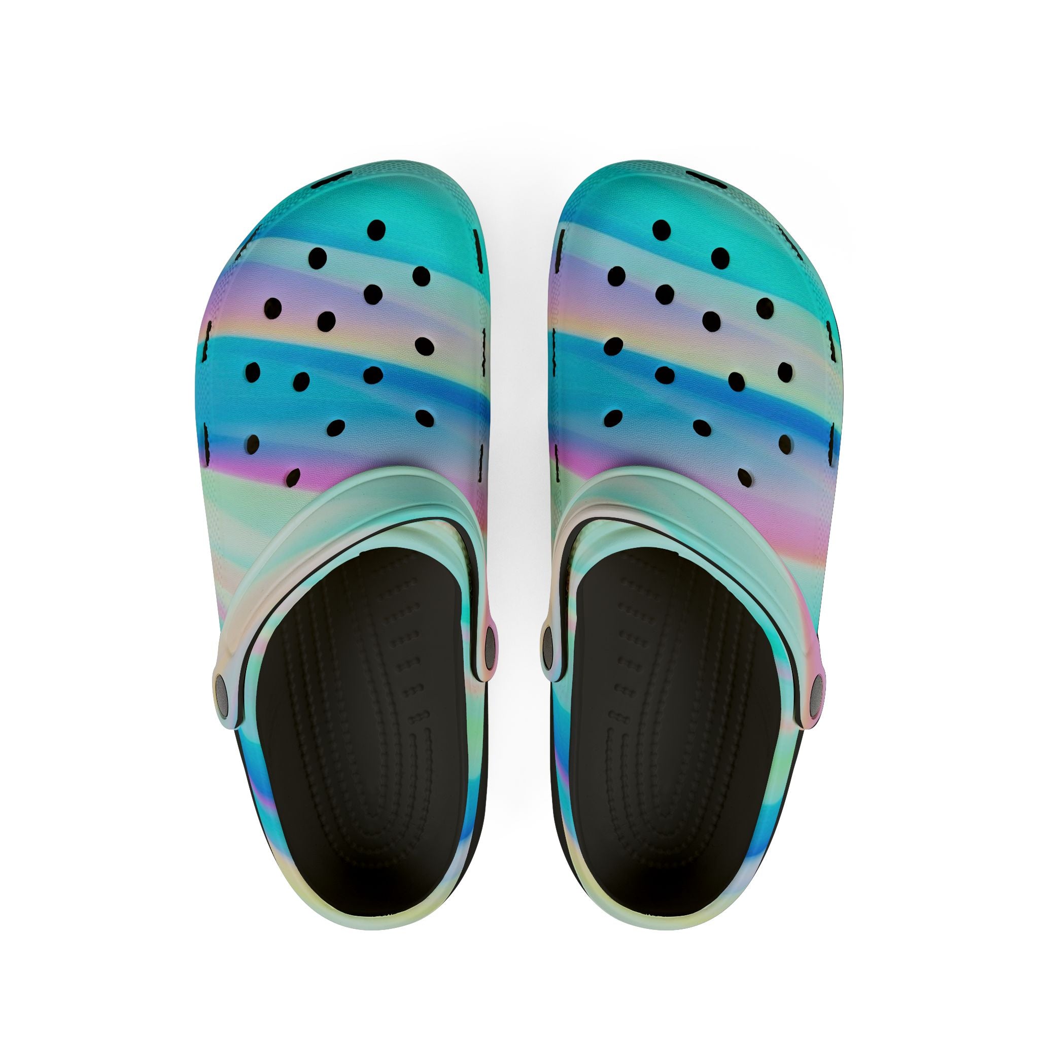 Pastel Ombre Foam Clogs / Crocs – Watercolor Rainbow Slip-On Shoes