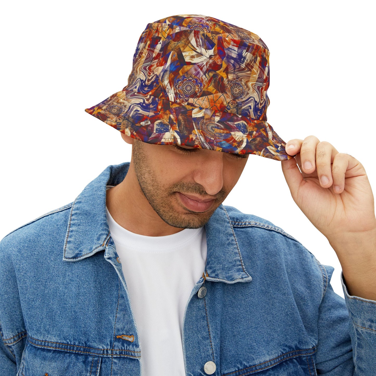 Abstract Swirl Bucket Hat — Colorful Psychedelic All-Over-Print