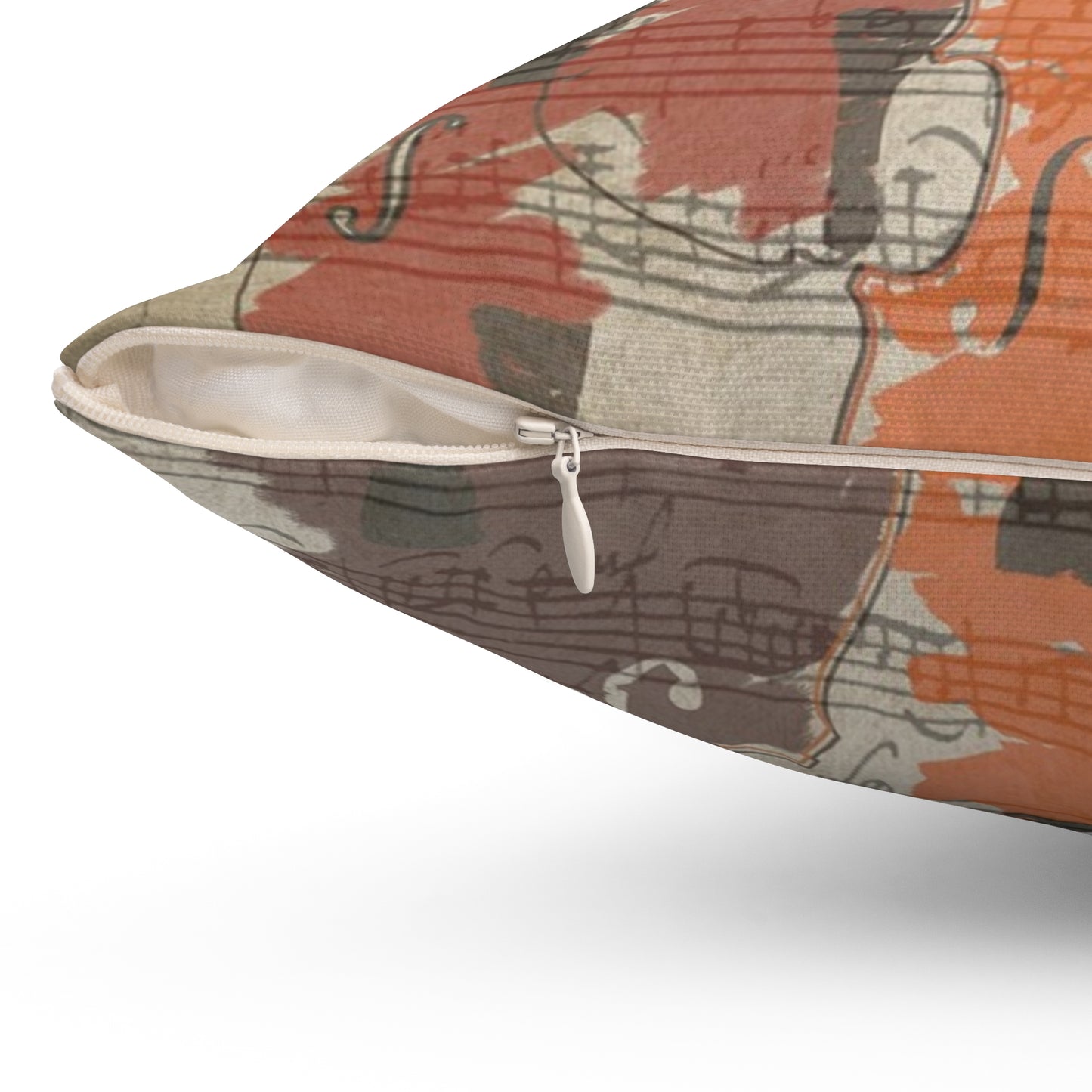 Violin Sheet Music Decorative Pillow — Rustic Orchestra Instrument Throw Pillow