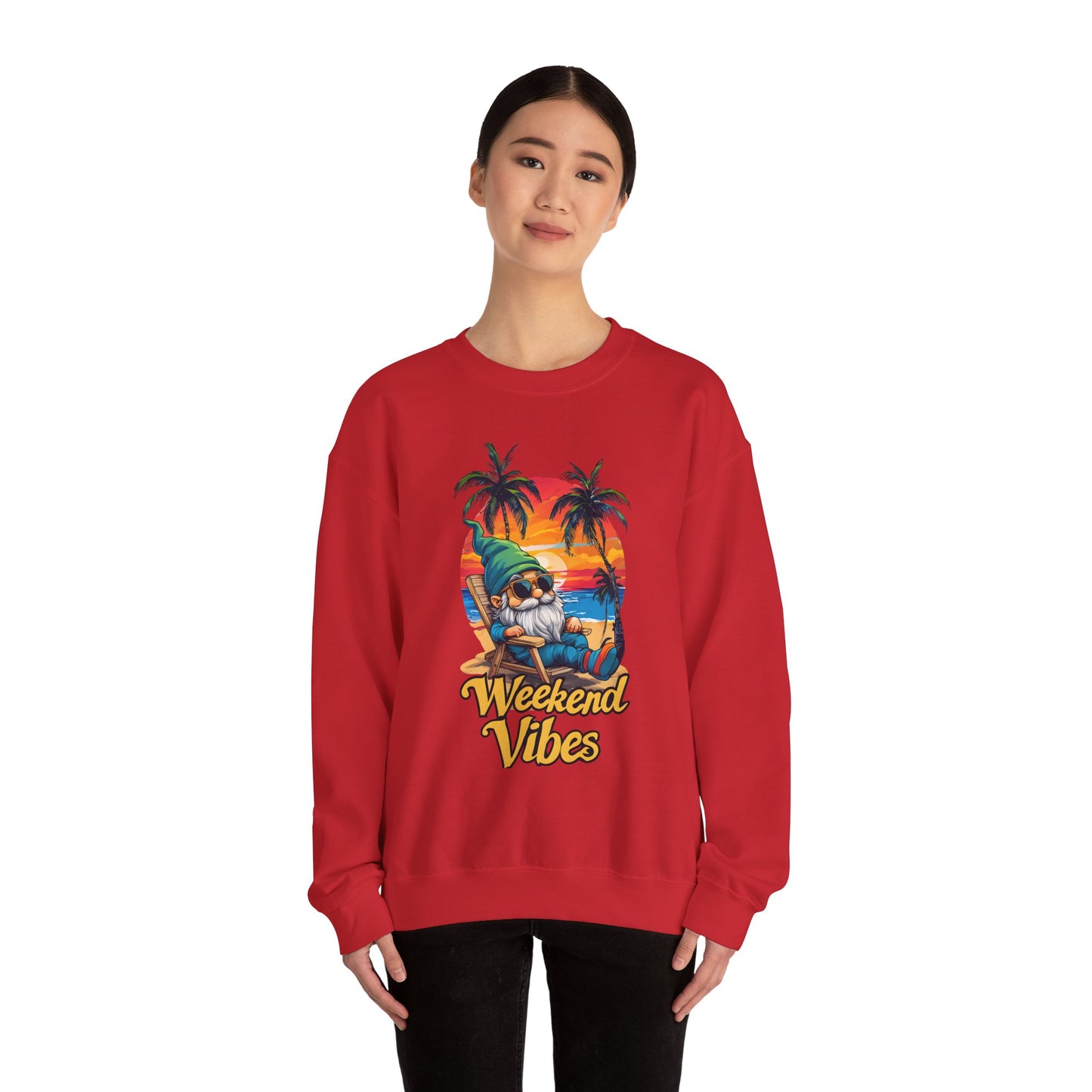 Crewneck — "Weekend Vibes" Tropical Gnome Sweatshirt