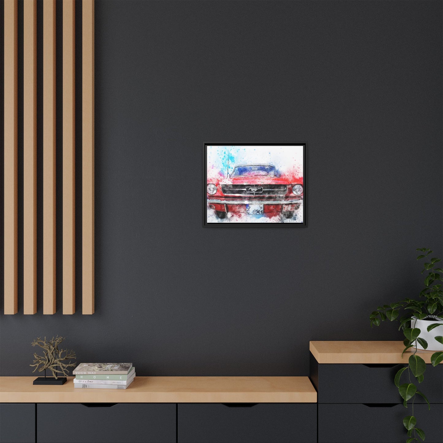 Matte Canvas, Framed Mustang Car