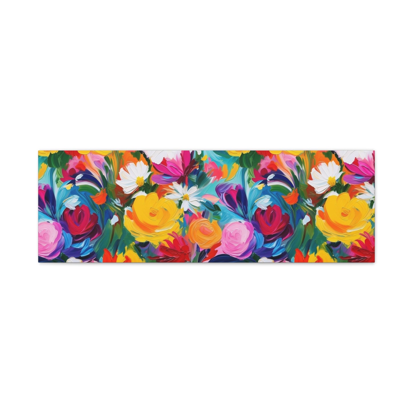 Vibrant Floral Matte Canvas Wall Art — Colorful Garden Print, Stretched 1.25"