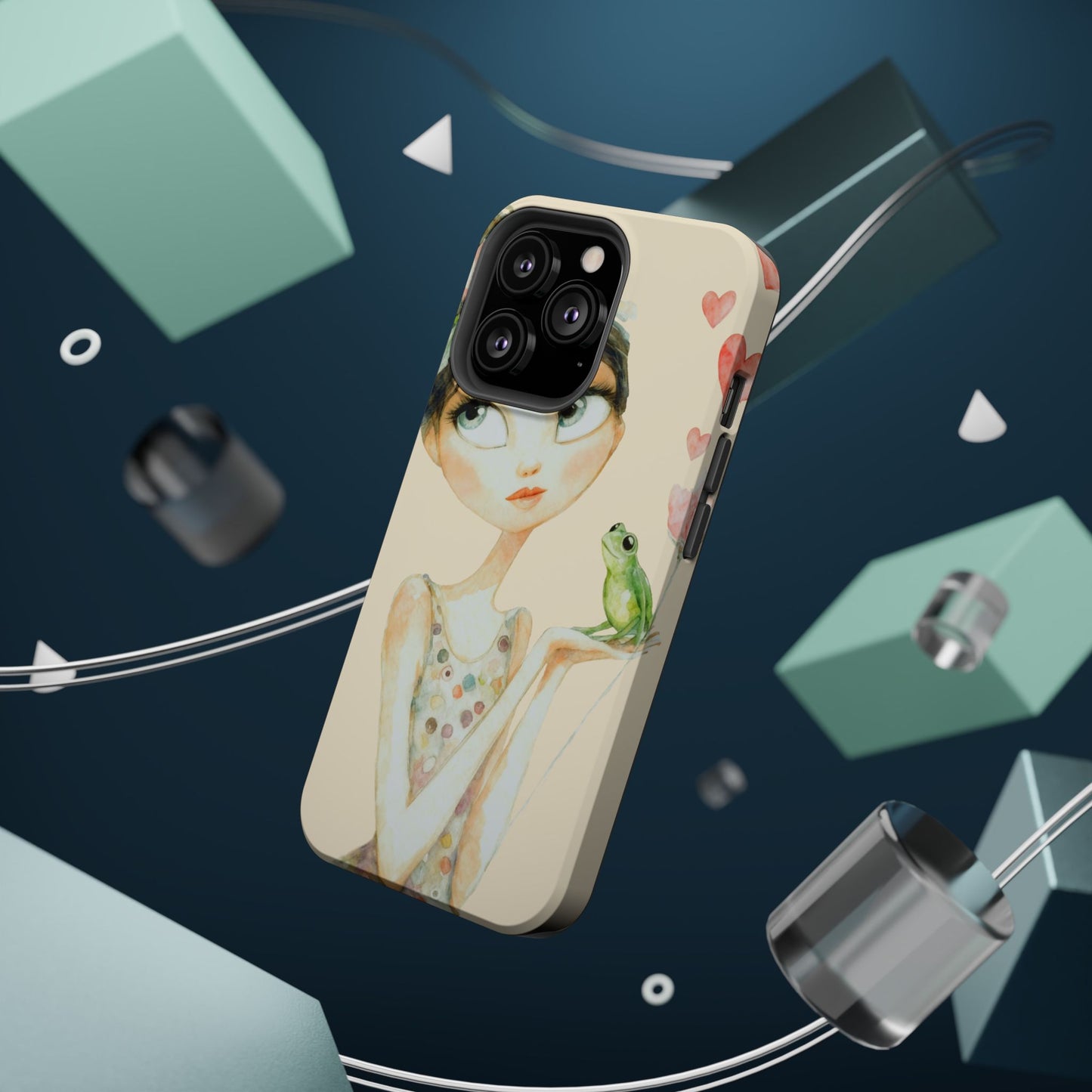 Whimsical Girl with Frog Magnetic Impact Phone Case