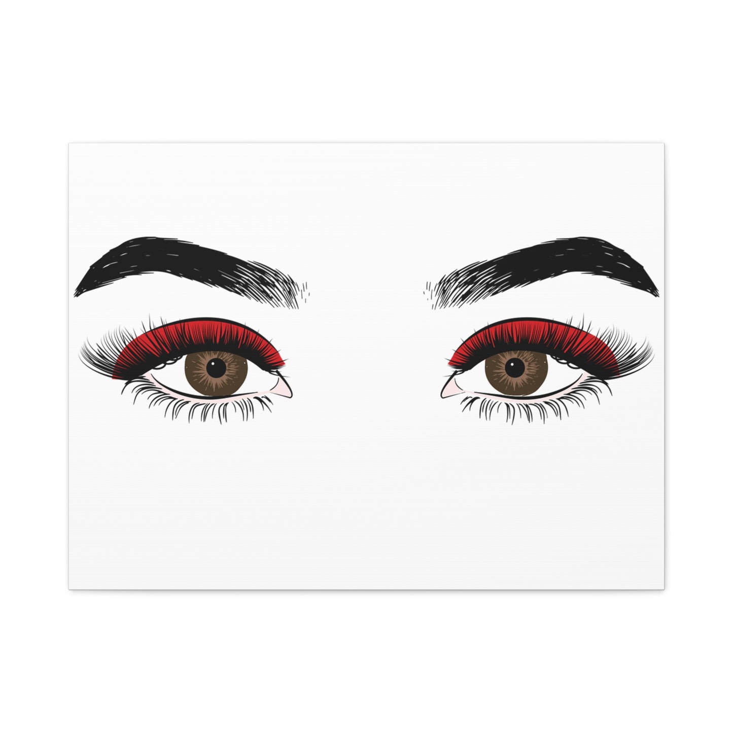 Red Lashes Wall Art Canvas — Glam Eyes Makeup Decor