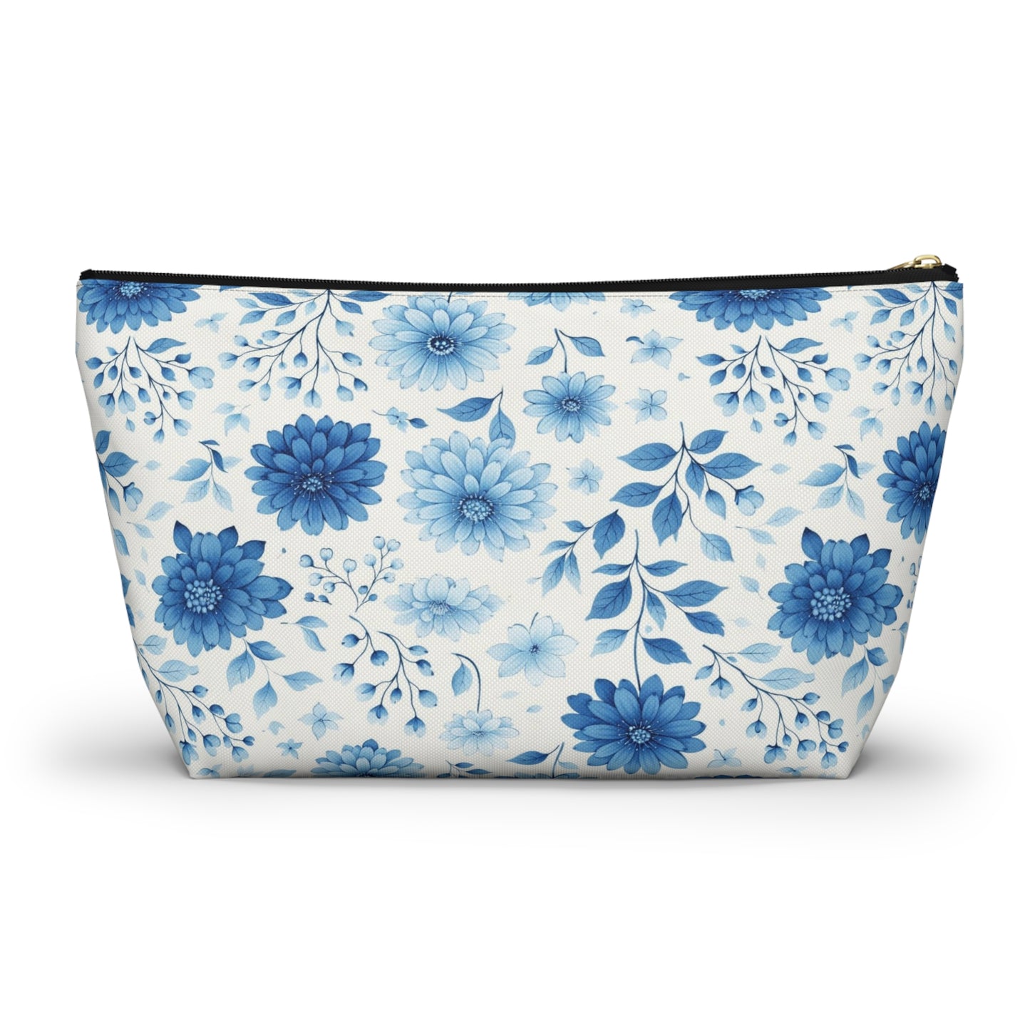 Blue Floral Accessory Pouch — T‑Bottom Makeup & Travel Bag
