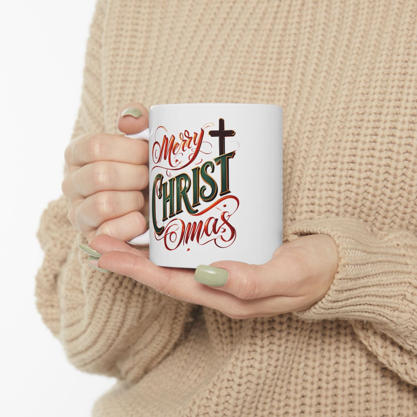 Christmas Ceramic Mug - Merry Christ-Mas Coffee Cup, Holiday Gift, Hot Cocoa Mug, Festive Kitchen Decor, Seasonal Beverage Mug