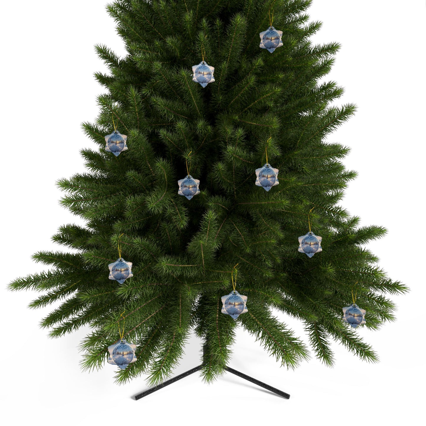 Winter Wonderland Ceramic Ornaments - 2-Sided Holiday Decor