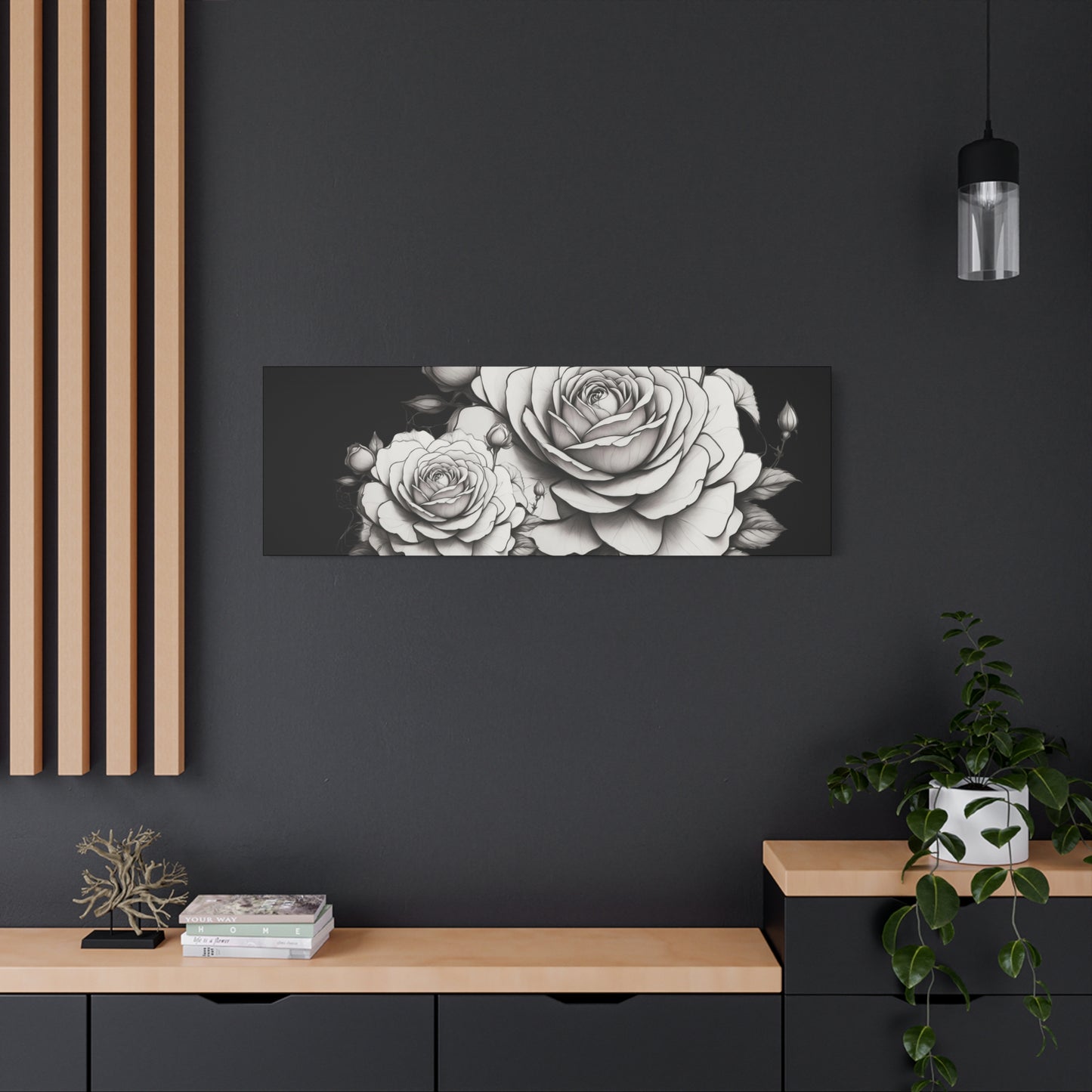 Monochrome Rose Canvas Print — Black & White Floral Wall Art