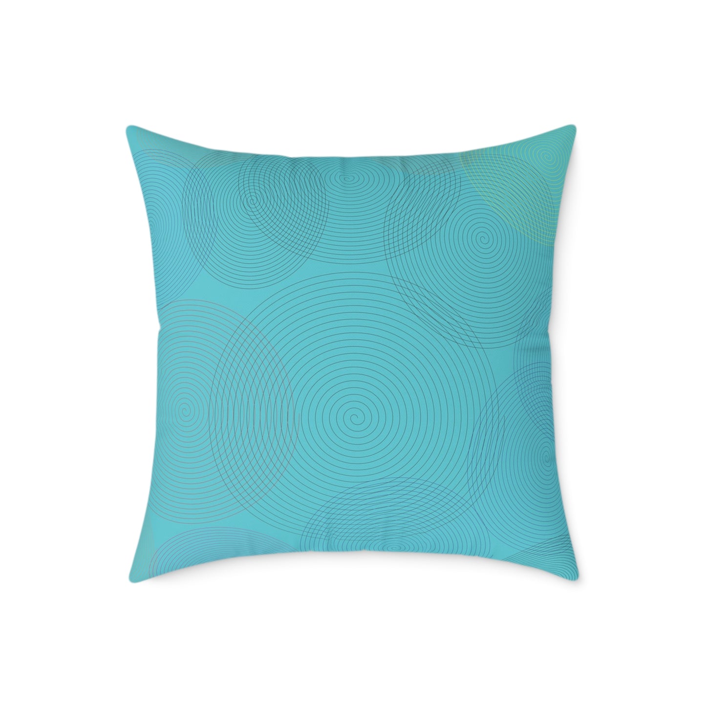 Turquoise Geometric Circle Accent Pillow — Modern Square Throw Pillow