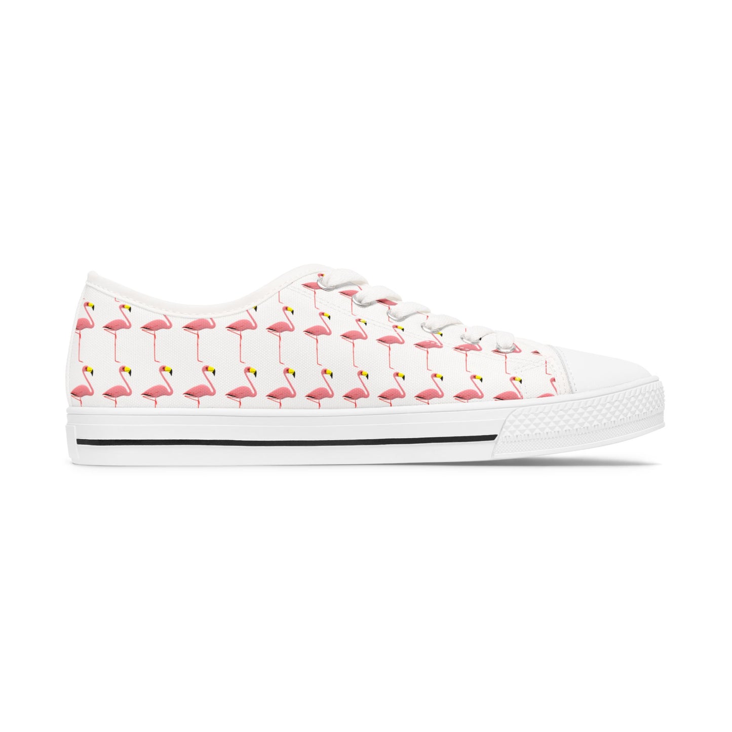 Low Top Sneakers — Pink Flamingo Pattern Casual Canvas Shoes
