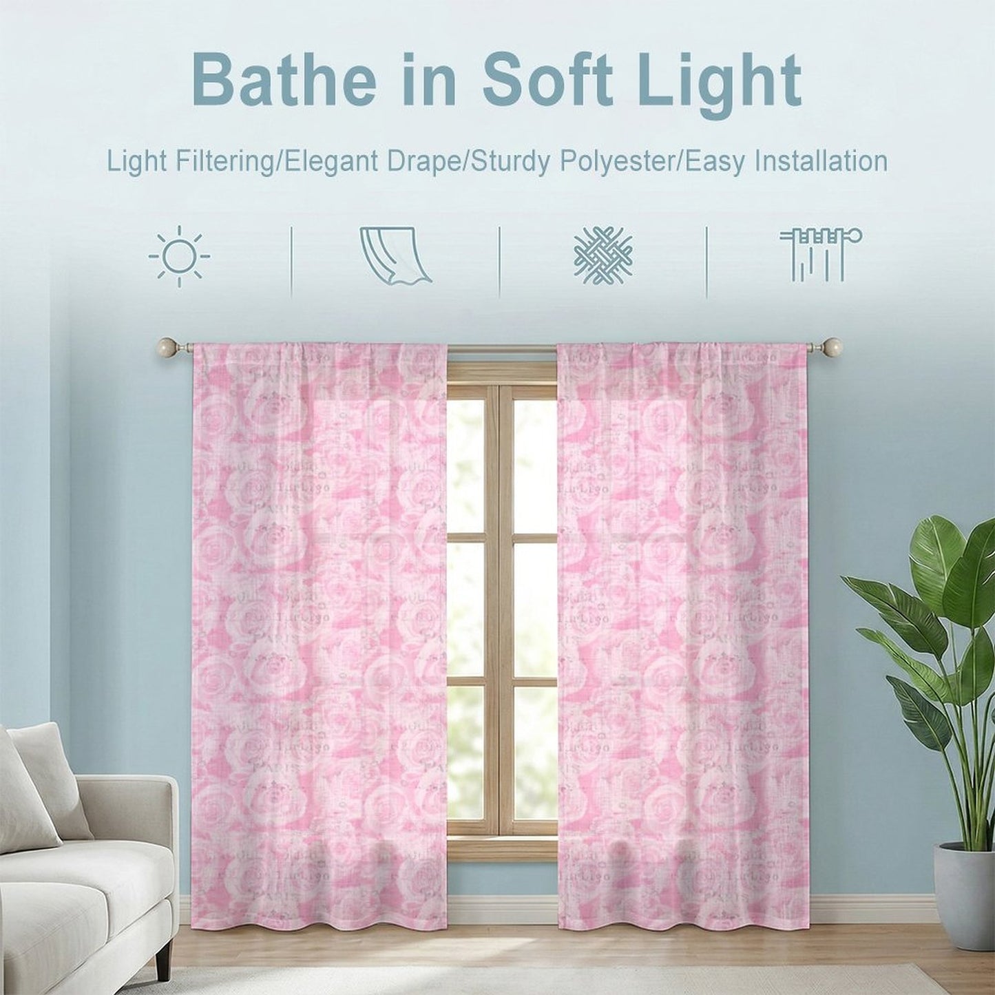 Sheer Curtain Pink