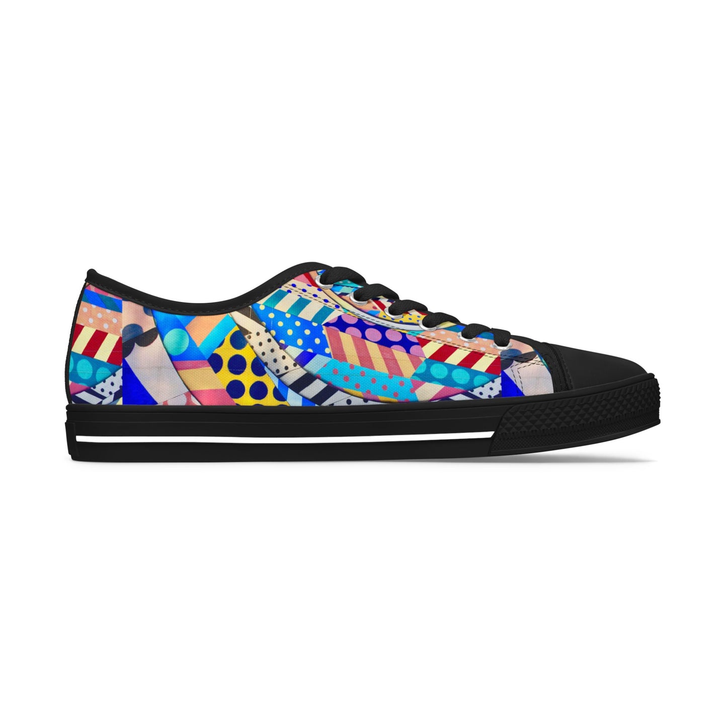 Colorful Abstract Pattern Low Top Sneakers – Bold Geometric Print