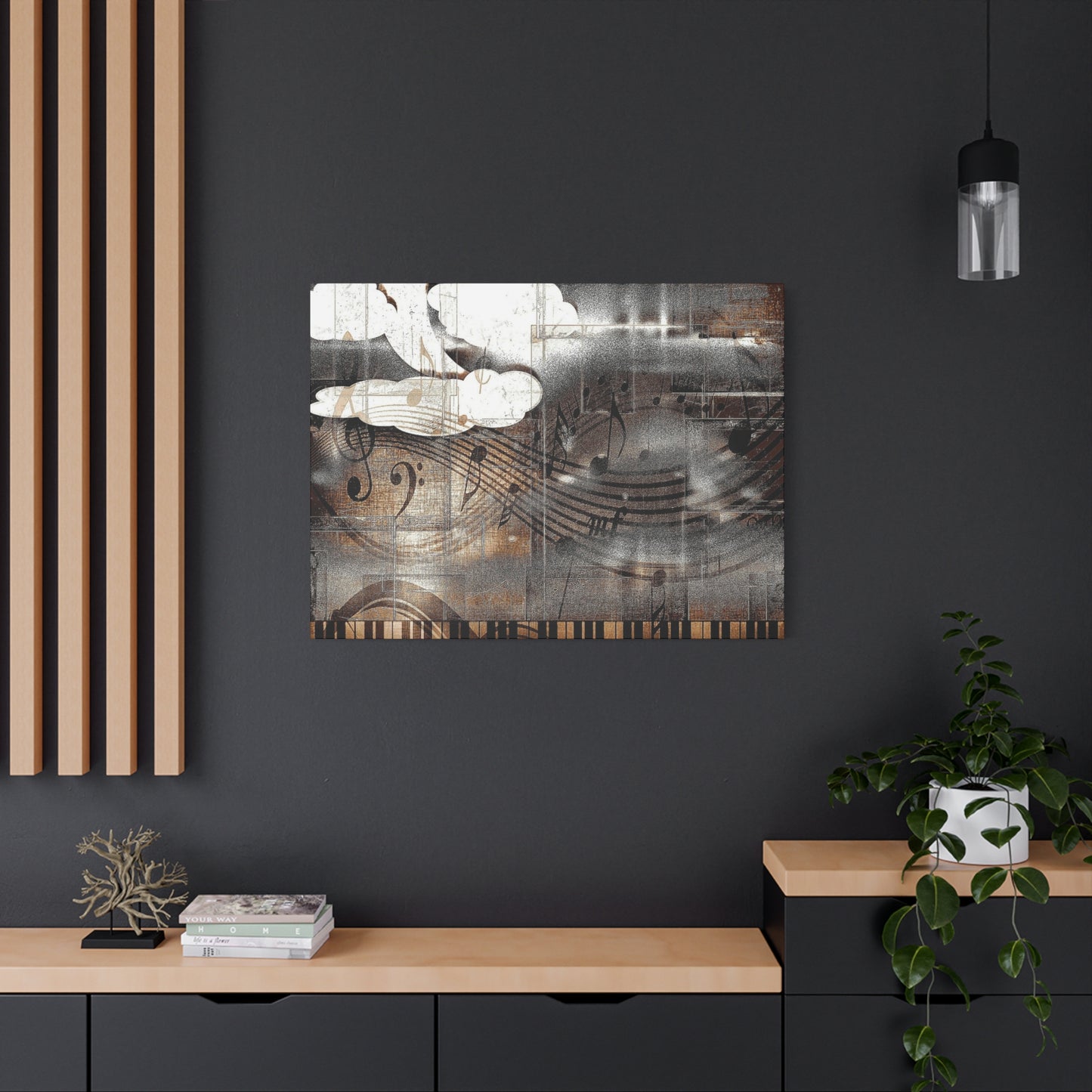 Abstract Musical Notes Matte Stretched Canvas Art (1.25")