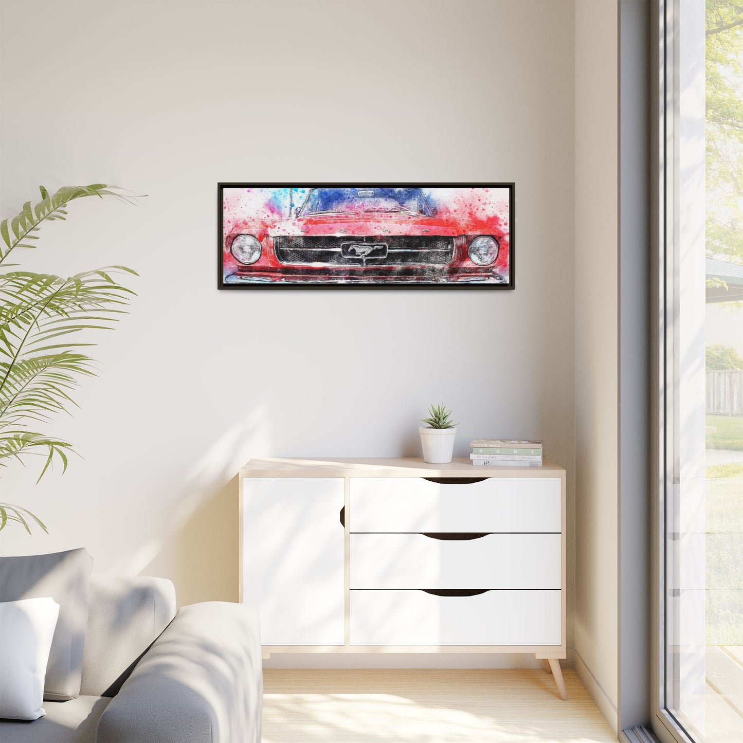 Matte Canvas, Framed Mustang Car