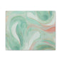 Abstract Green Marble Canvas Print — Teal & Coral Swirl Wall Art