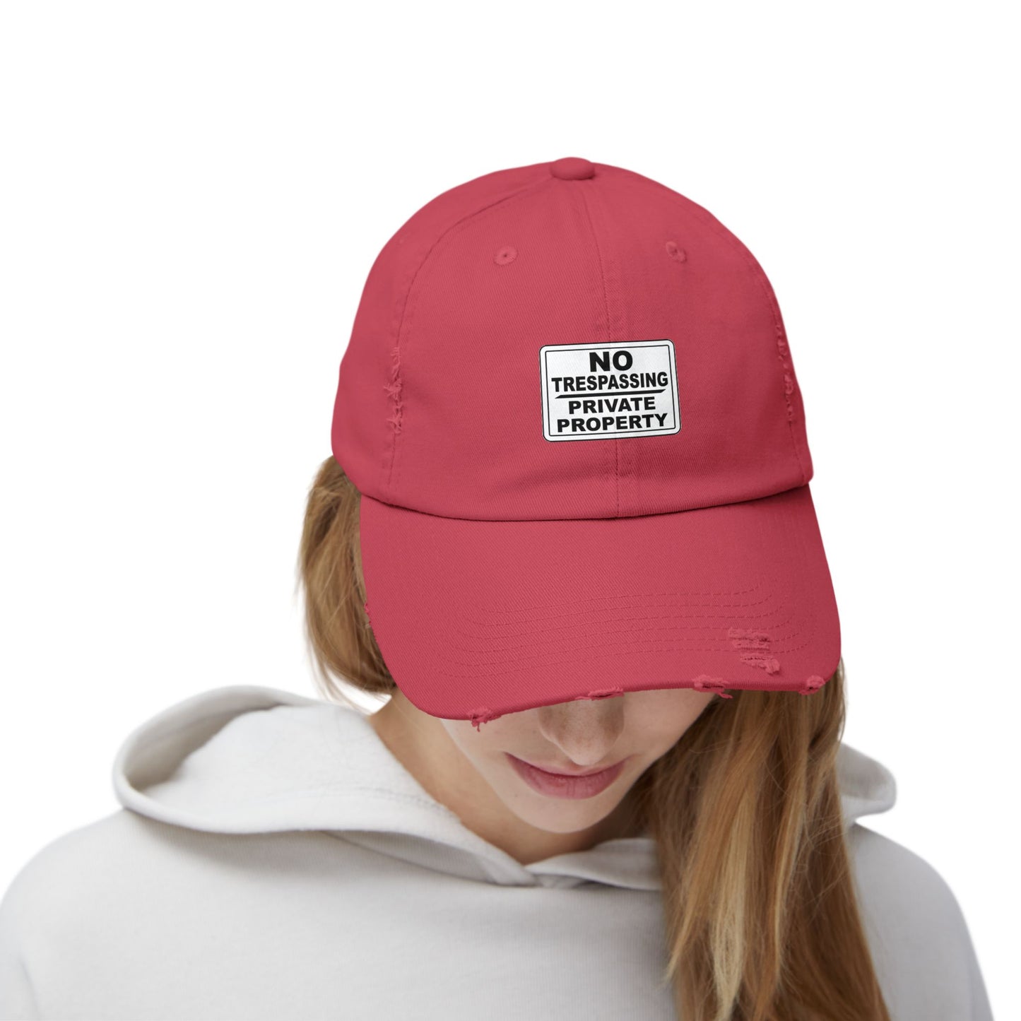 Unisex Distressed Cap - No Trespassing