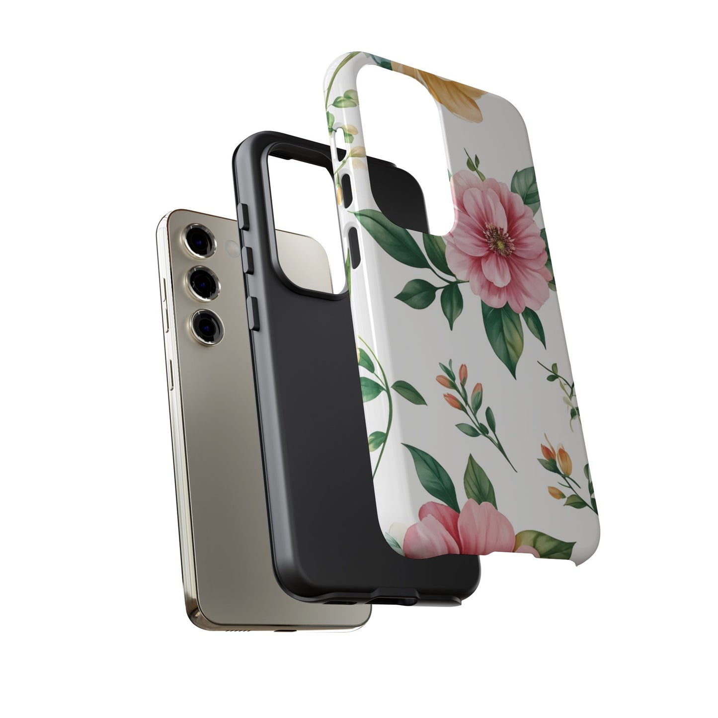 Floral Tough Phone Case — Pink Peony Protective Phone Cover