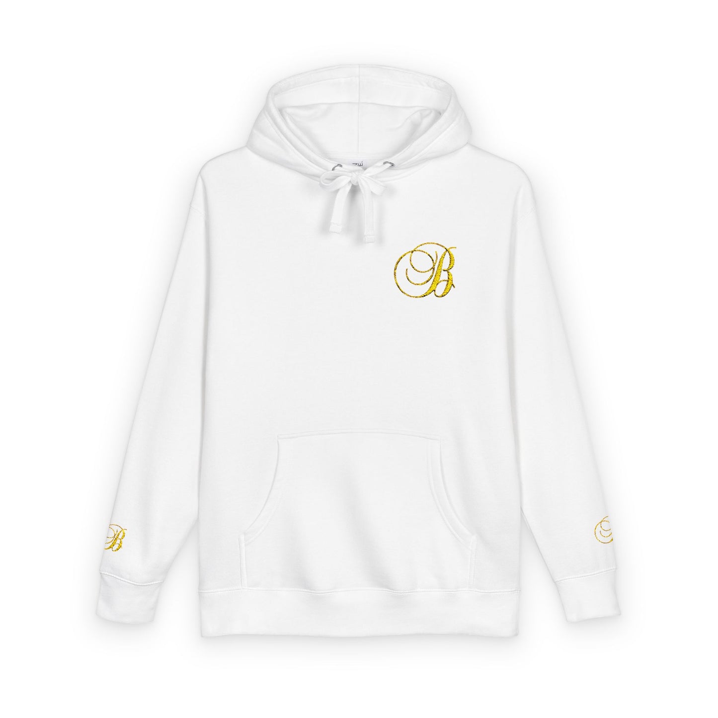 Coral Gold Floral Initial Hoodie — Monogram 'B' Casual Pullover