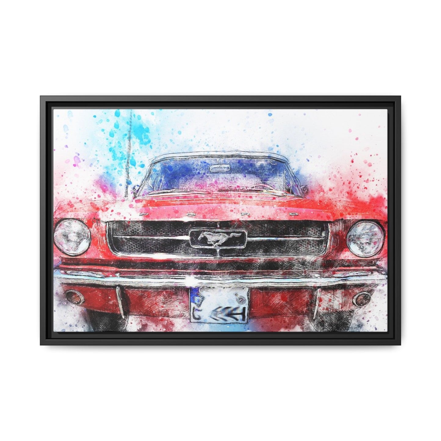 Matte Canvas, Framed Mustang Car