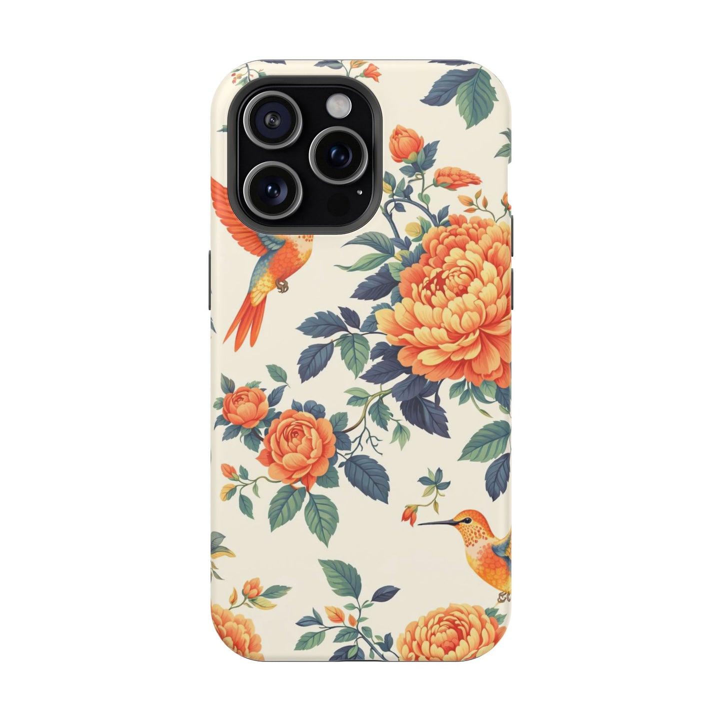 Floral Hummingbird Magnetic Phone Case — Impact-Resistant Protective Cover