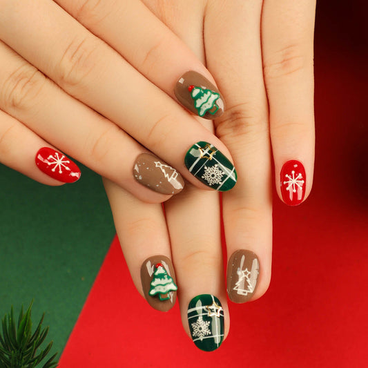Christmas nails Art False nails Press on nails in Autumn and Winter Removable nails Art Tablets nails Stickers Finished