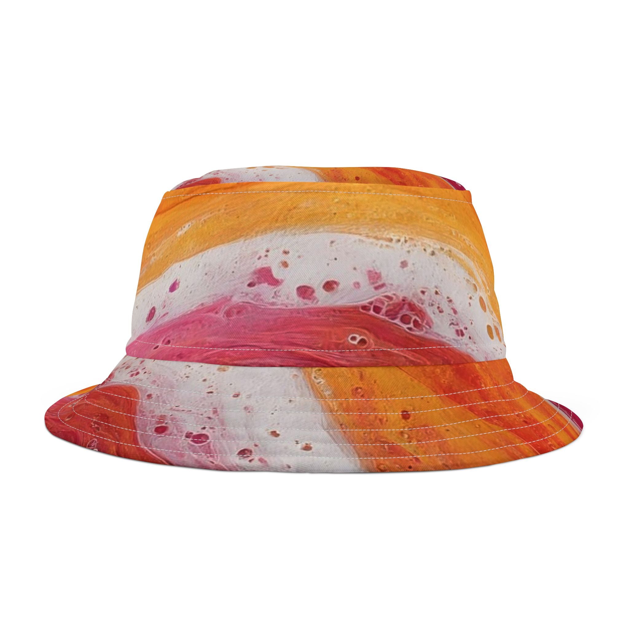Abstract Sunset Swirl Bucket Hat — Colorful Art AOP Summer Hat