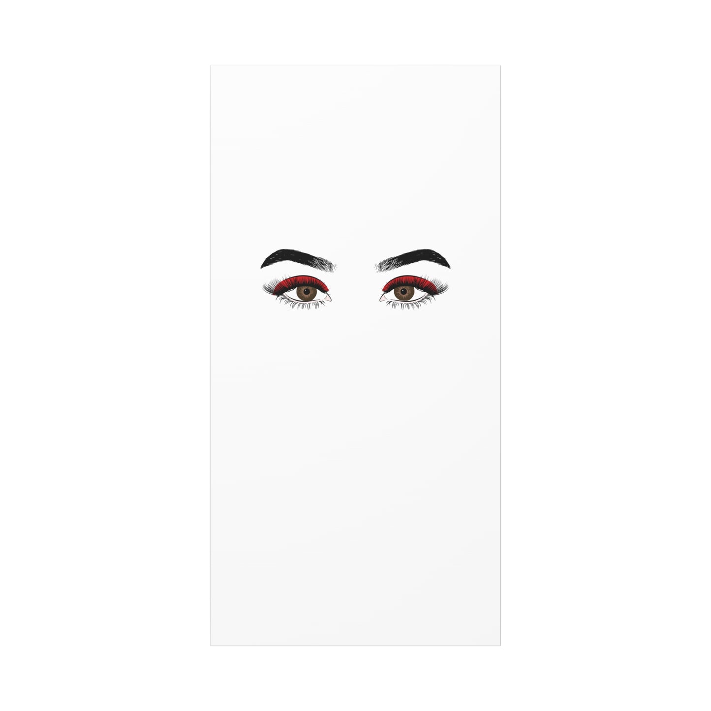 Glam Eyes Matte Canvas Wall Art — Brown Eyes with Red Lashes