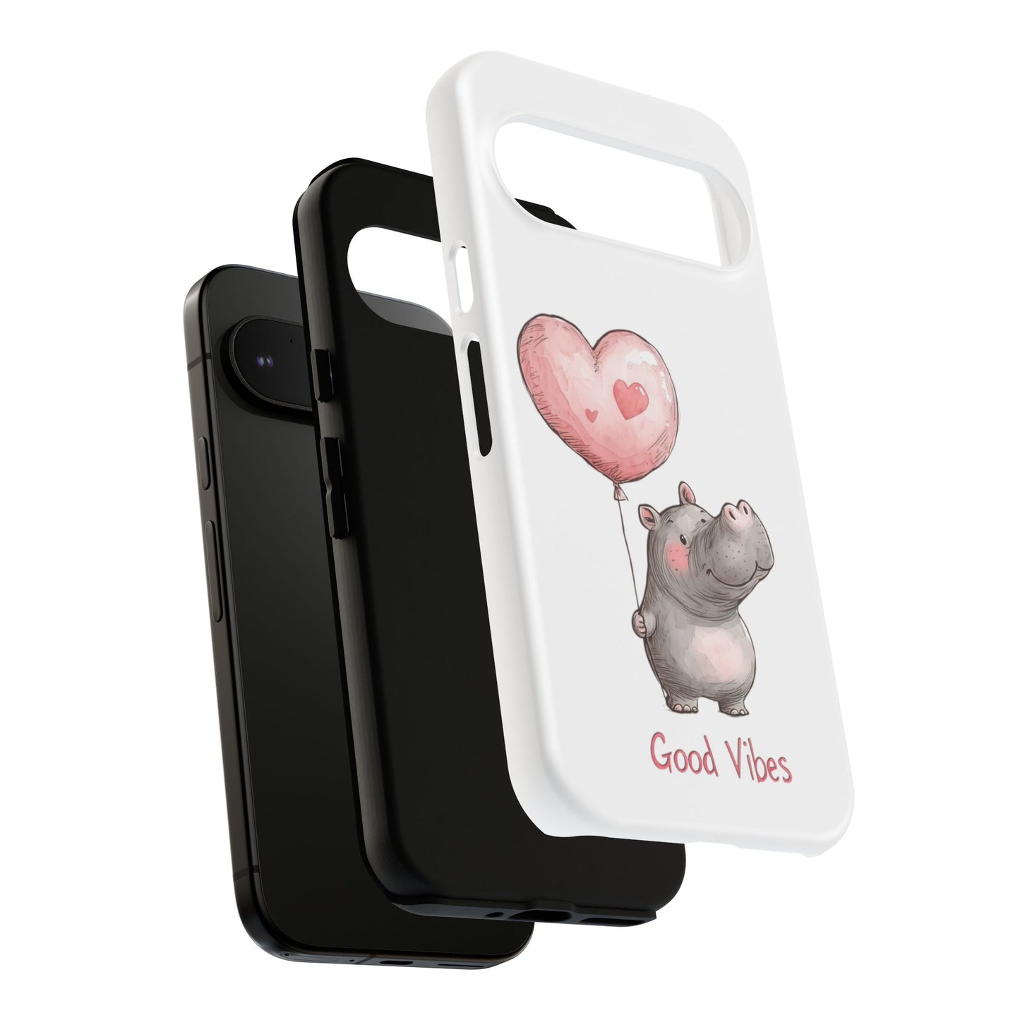 Cute Hippo Phone Case - Good Vibes Design, Animal Lover Gift, Fun Accessory, Birthday Present, Phone Accessories