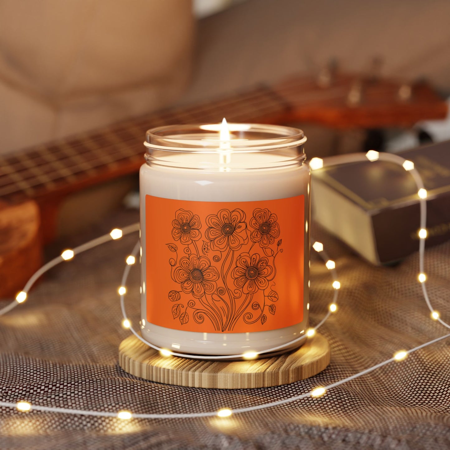 Floral Amber Soy Candle — 9oz Scented Jar (Hand-Poured, Cozy Autumn Vibe)