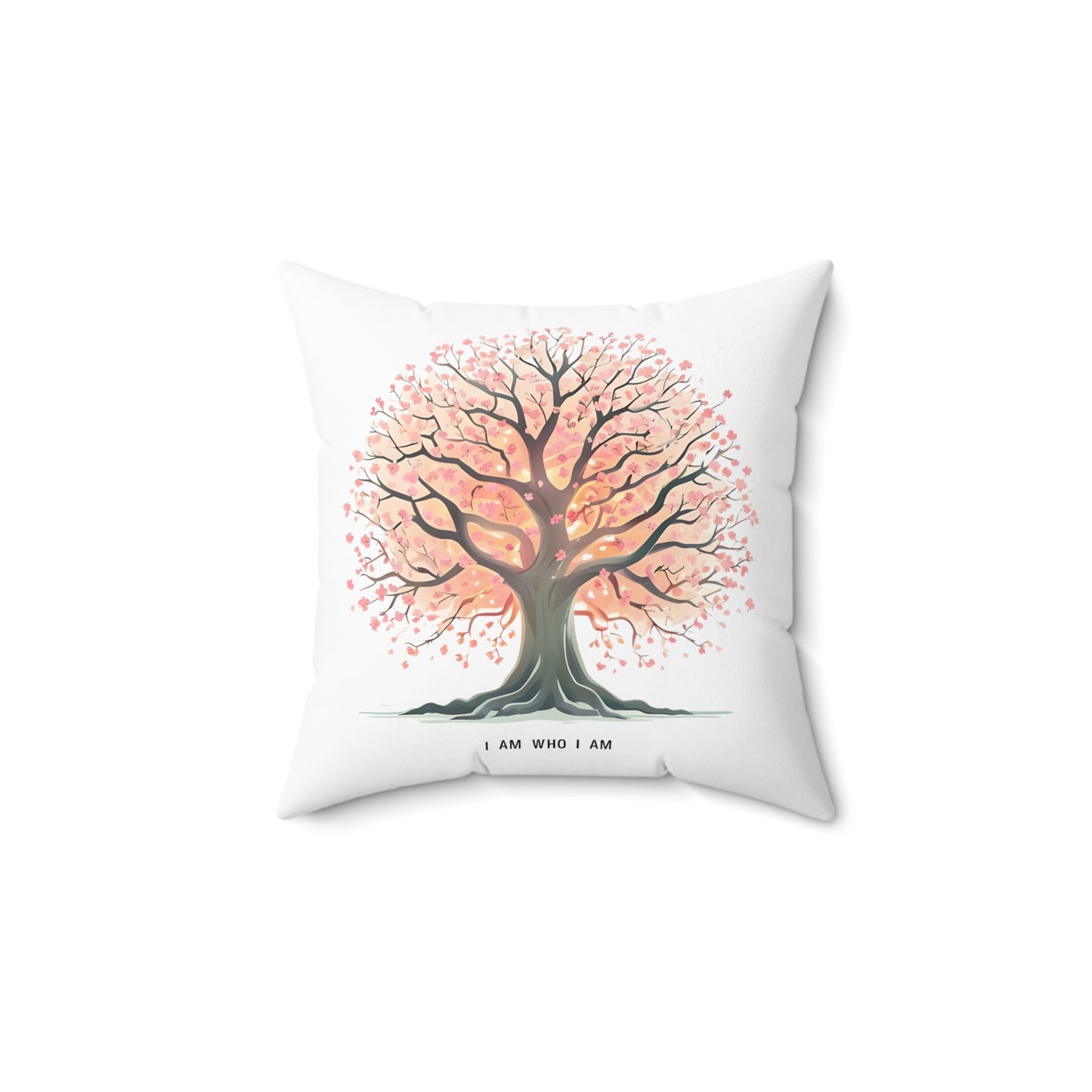 Tree of Life Throw Pillow — "I Am Who I Am" Inspirational Decorative Cushion