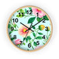 Floral Cottage Wall Clock — Pastel Pink & Green Garden Design