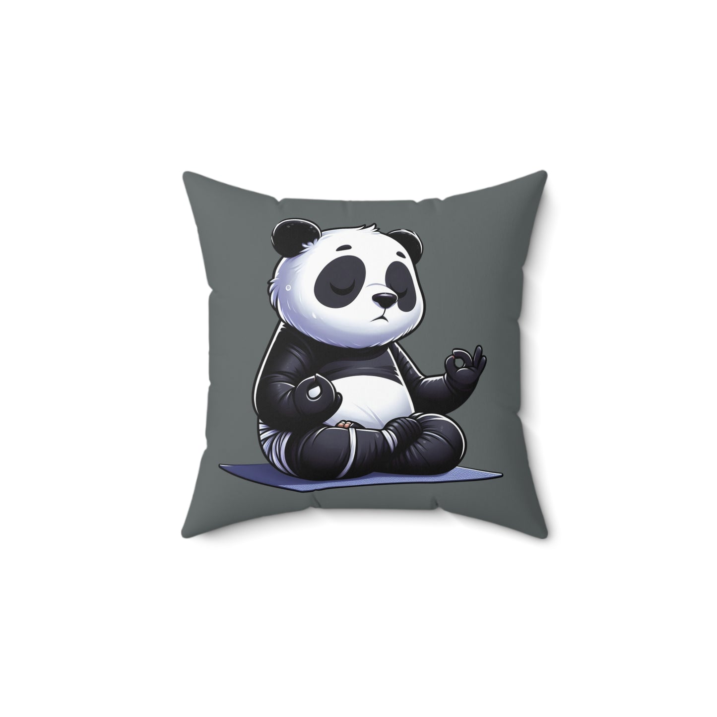 Meditating Panda Throw Pillow — Cute Zen Yoga Decorative Cushion