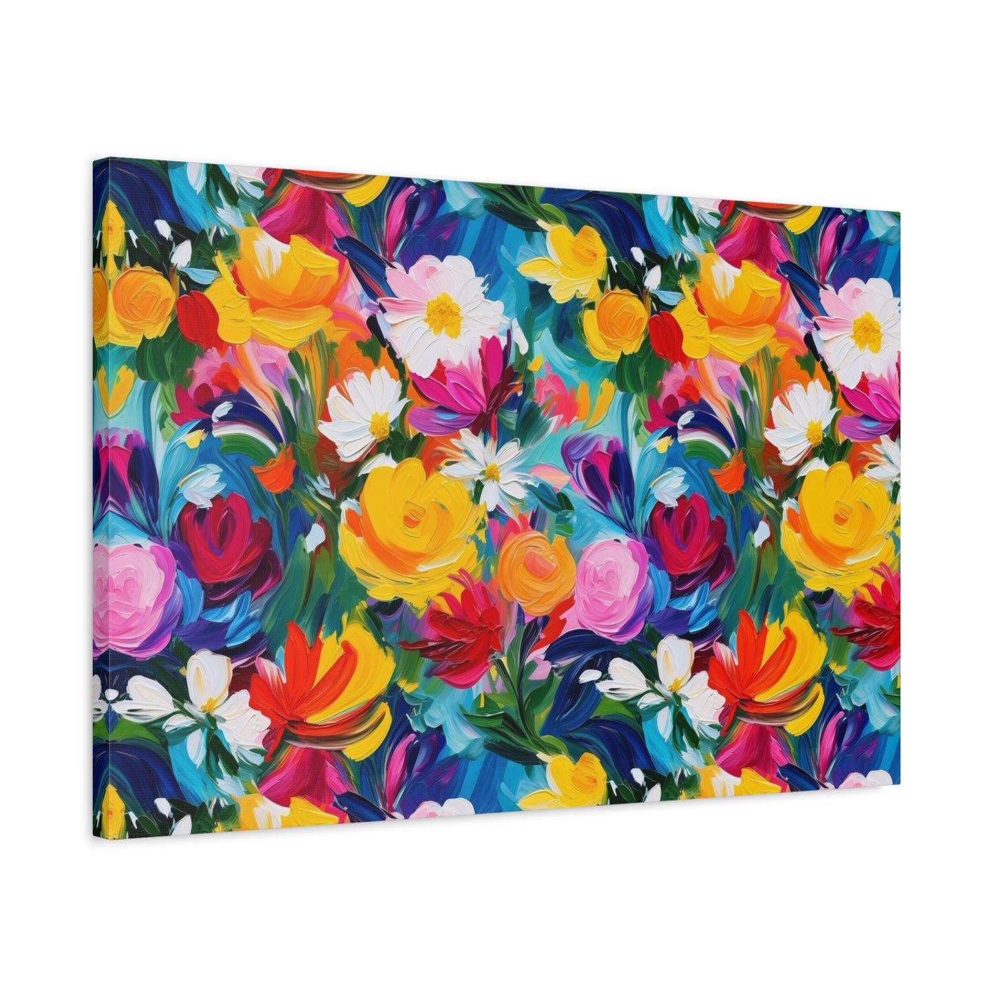 Vibrant Floral Matte Canvas Wall Art — Colorful Garden Print, Stretched 1.25"