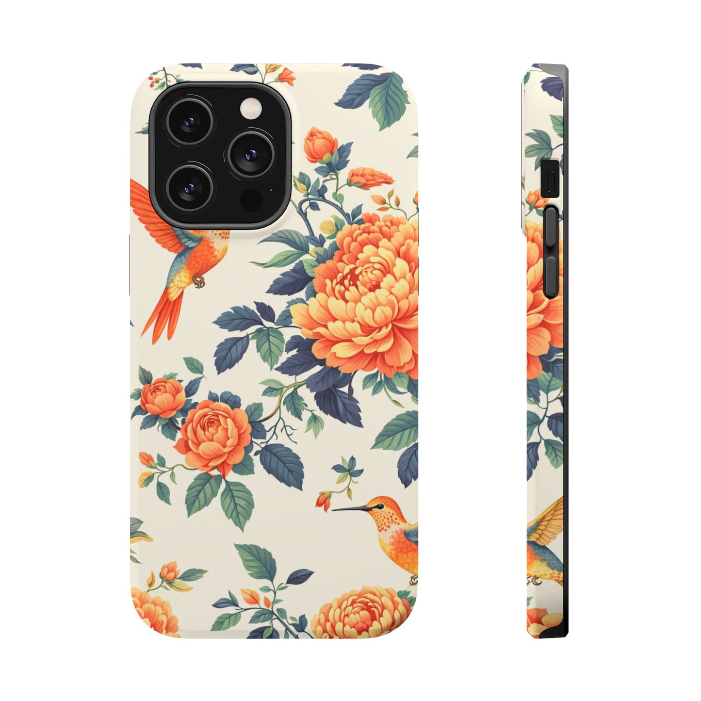 Floral Hummingbird Magnetic Phone Case — Impact-Resistant Protective Cover
