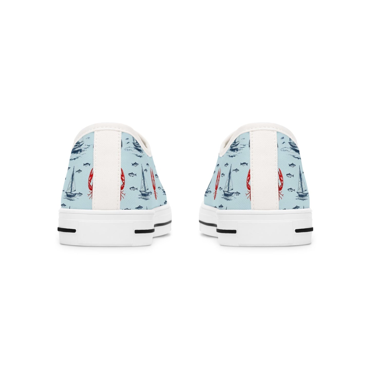 Lobster Nautical Low-Top Sneakers —  Coastal Sailboat Print